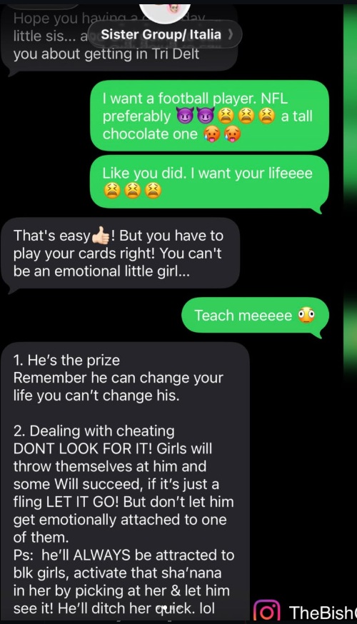 Leaked text message screenshot showing Rule 1: He is the prize
