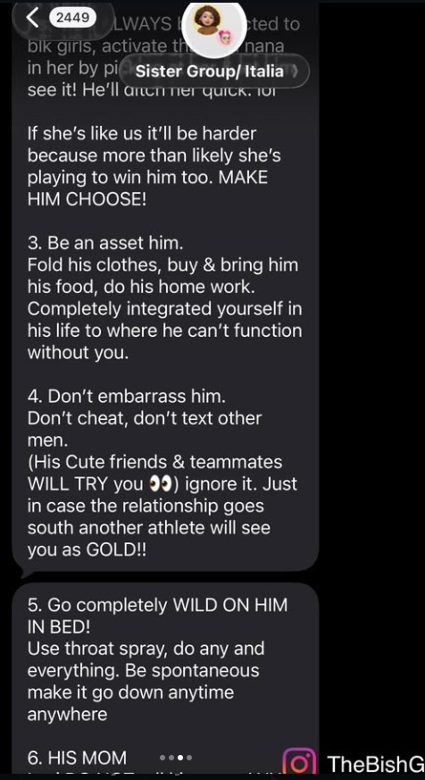 Leaked text message screenshot about ignoring infidelity