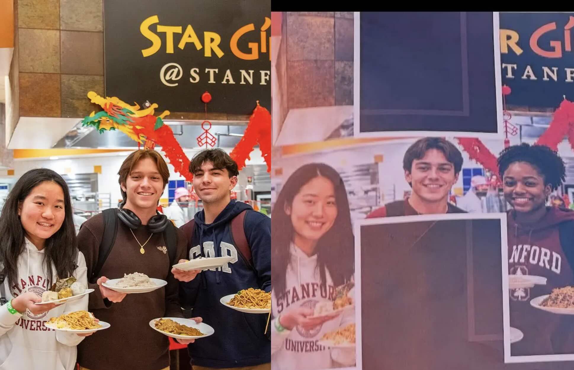 Stanford campus promotional banner altered with generative AI